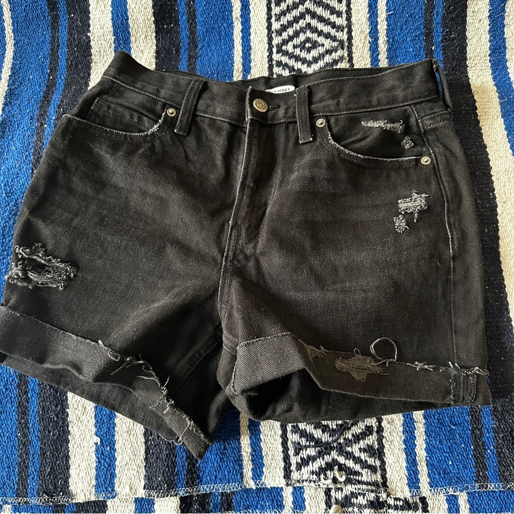 Old Navy Black High-Waisted Distressed Jean Shorts